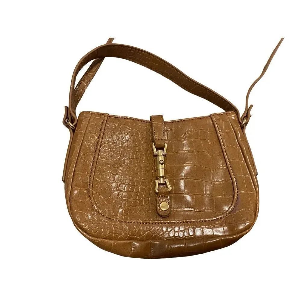 Brown Faux Leather Crossbody Shoulder Bag Purse Boho Bohemian Classic Business - Picture 5 of 13
